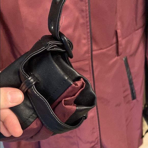 Bebe Red and Black Trench Coat with Sleek Design - Picture 8 of 14